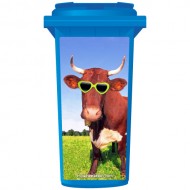 Crazy Red Bull Wearing Shades Wheelie Bin Sticker Panel